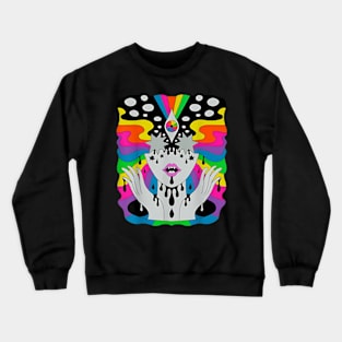 Colorful Psychedelic Girl Trippy Abstract Third Eye Vision Crewneck Sweatshirt